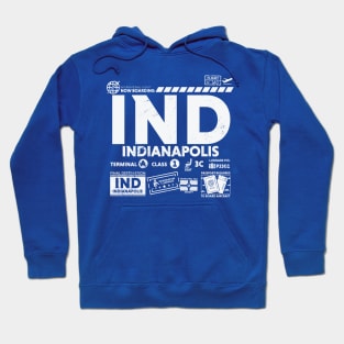 Vintage Indianapolis IND Airport Code Travel Day Retro Travel Tag Blue Hoodie